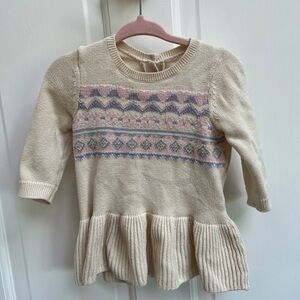 Baby Gap 3-6M Cream, Pink, & Purple Girls Long Sleeve Blouse Sweater
